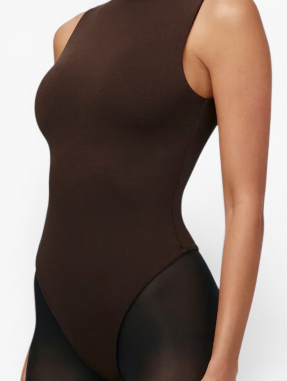 Naked Wardrobe Sculpted Streetwear Thong Bodysuit Brown Size S NWT Sleeveless - Picture 3 of 15